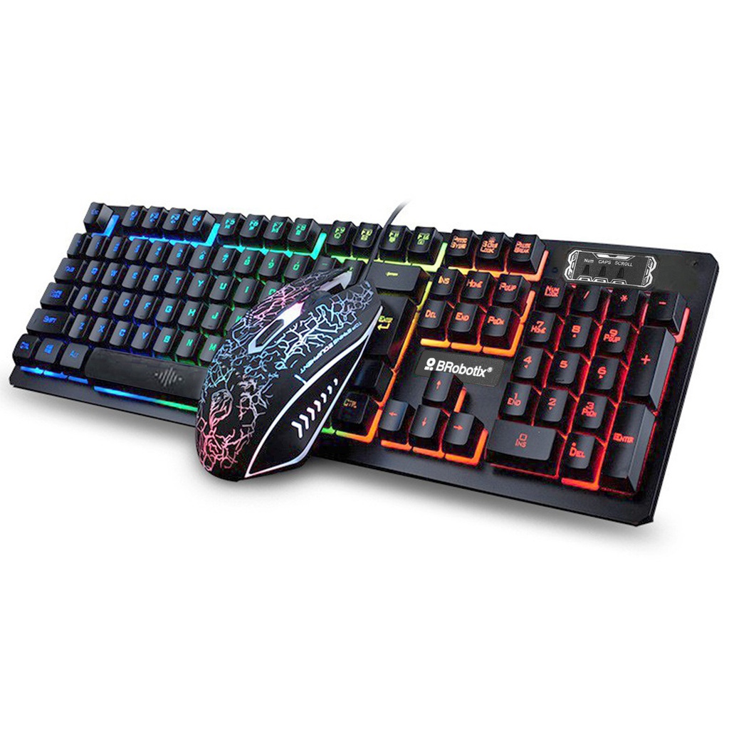 [KITRBT190] Teclado y Mouse USB RGB Negro BROBOTIX 458977