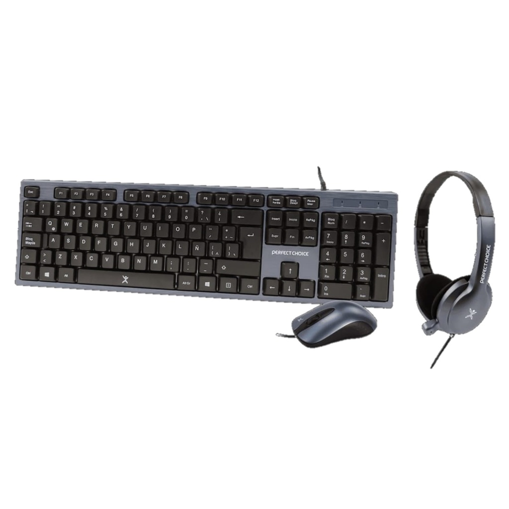 [KITMST1260] Kit Teclado+Mouse+Diadema para Oficina PERFECT CHOICE PC-201700